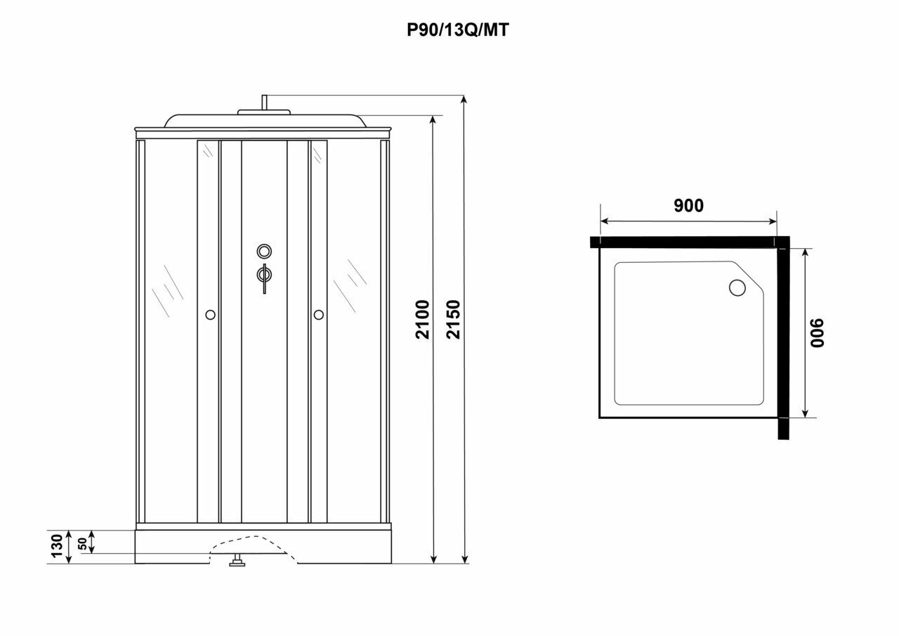 Душевая кабина Niagara Promo P90/13Q/MT (900х900х2150) 4 места